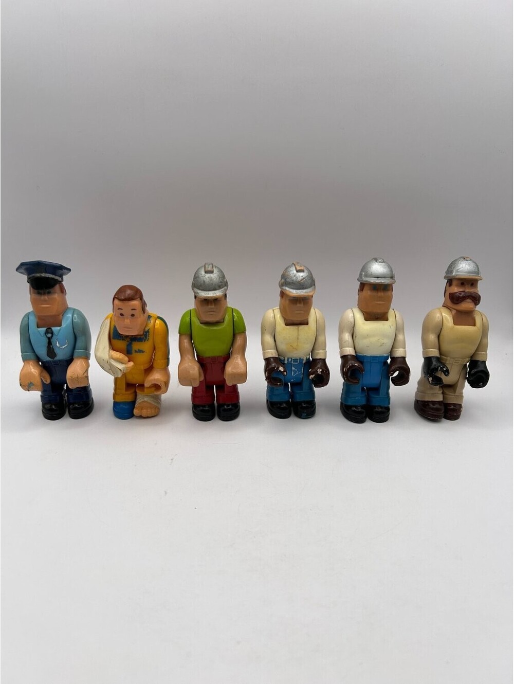 Vintage Fisher-Price Husky Helpers Figures Lot of 6 Police Chief Rescue Patient